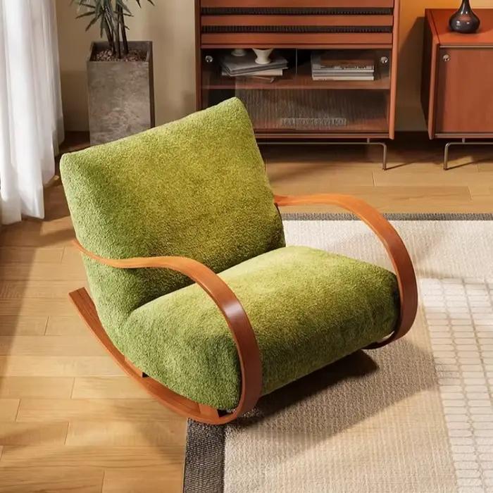 Chaise de jardin et de chambre à coucher avec support dorsal, chaise à bascule en velours pour adultes, chaise longue moderne de luxe, Silla Nordica, mobilier de salon