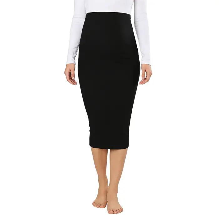 Jupe midi côtelée extensible pour femmes enceintes