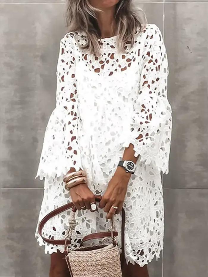 Robe d'automne de couleur unie pour femmes