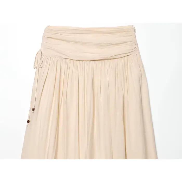Jupe longue pour femme à taille froncée