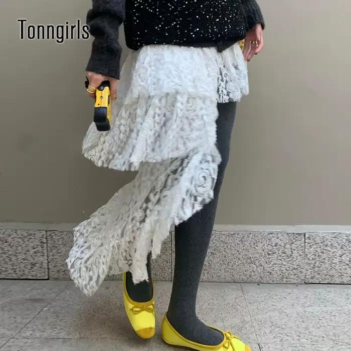 Jupe irrégulière Kawaii en dentelle blanche pour femme, style Y2K, asymétrique, mini, empereur taille, fantaisie et élégance