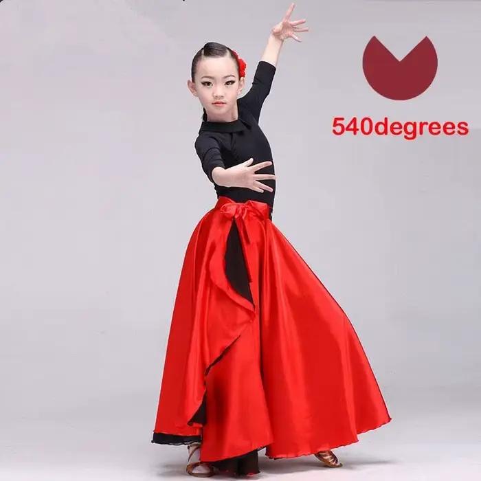 Flamenco espagnol châle jupe femmes adulte sevillana Performance danse noir grande taille femme filles Satin carnaval ballerine robe