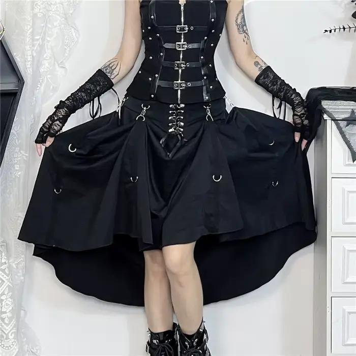 Goth Streetwear jupe gothique femmes Harajuku Emo Alternative Grunge taille haute pansement a-ligne jupes Y2k e-girl Indie vêtements