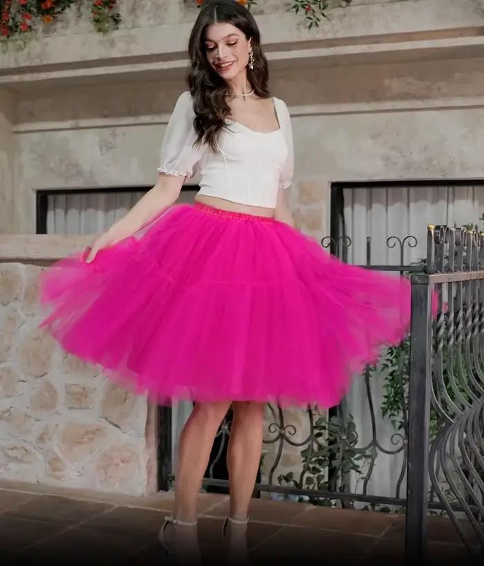 Jupes Tutu en Tulle Fuchsia 6 couches