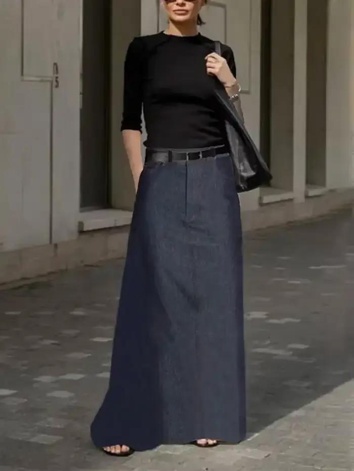 Uwing ZEE-Jupe trapèze taille haute pour femme
