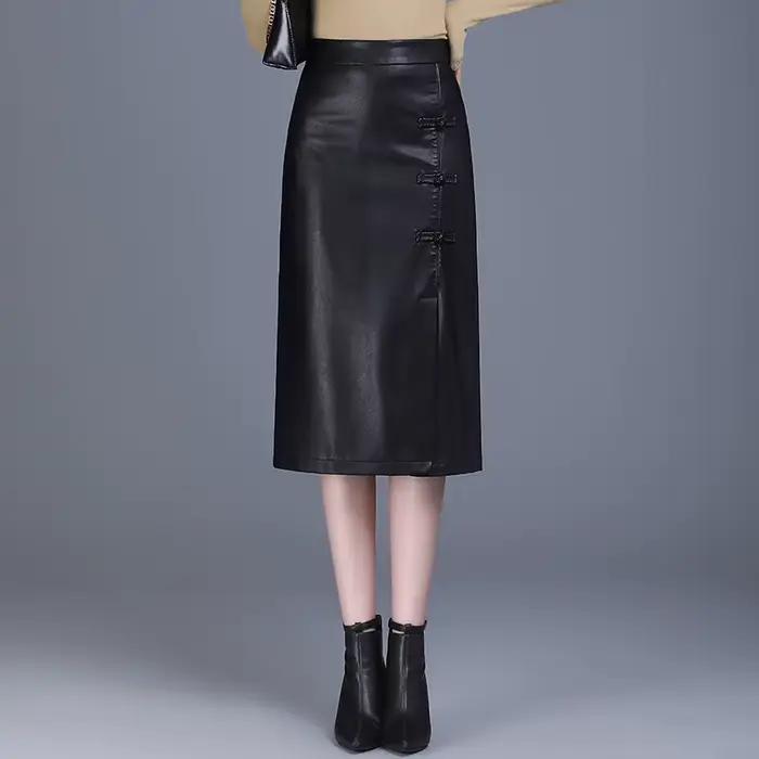 Jupe en cuir PU pour femme