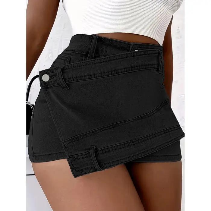 Jupe-short en jean délavé vintage pour femme