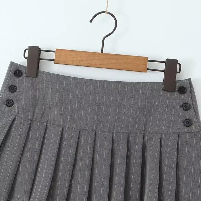 Mini Jupe Plissée à Rayures pour Femme
