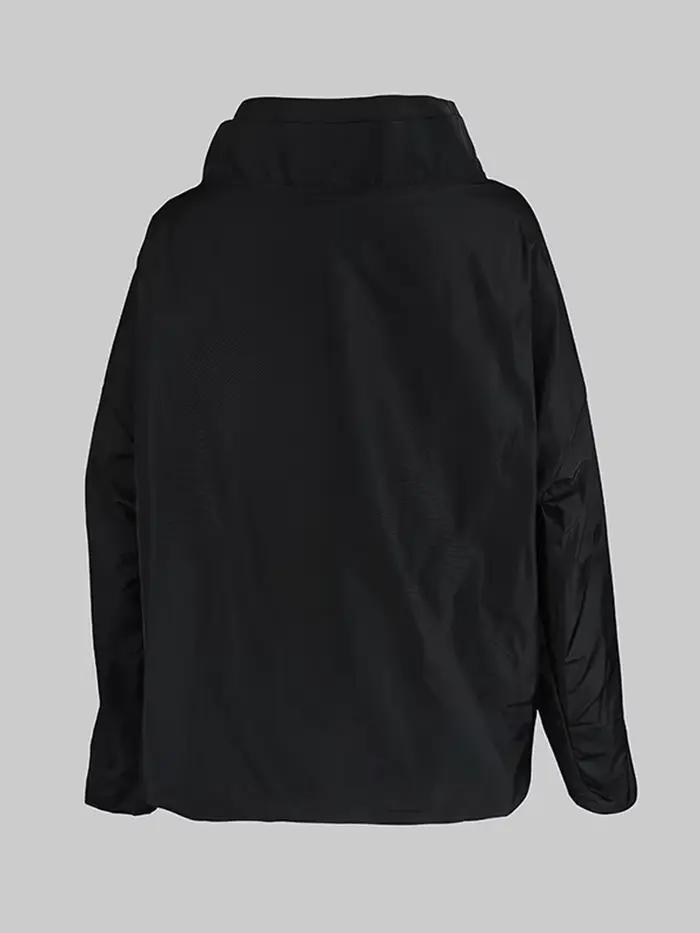 Veste d'automne pour femmes, col haut, manches longues, coupe ample, manteau, couleur unie, asymétrique, Cool, vêtements d'extérieur pour femmes