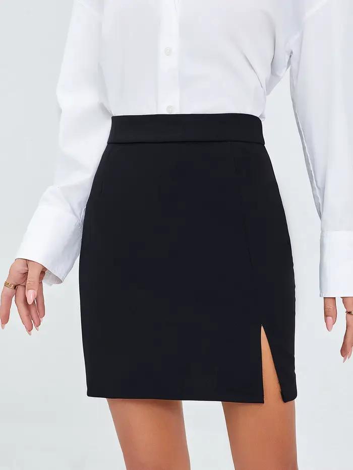 Jupe courte noire taille haute pour femme