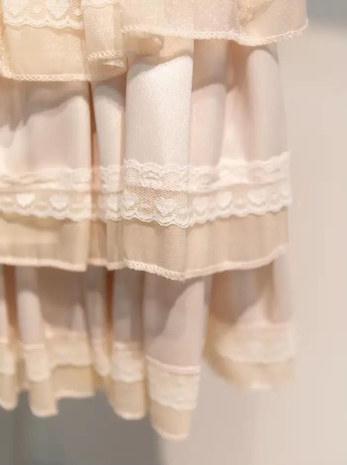 Rose dentelle garniture volants a-ligne jupes femmes été nouveau coton élastique taille haute courte Faldas doux Preppy Style mignon Mini jupe