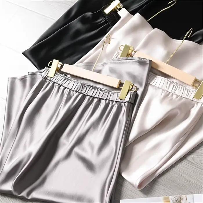 Jupes longues en satin uni pour femmes