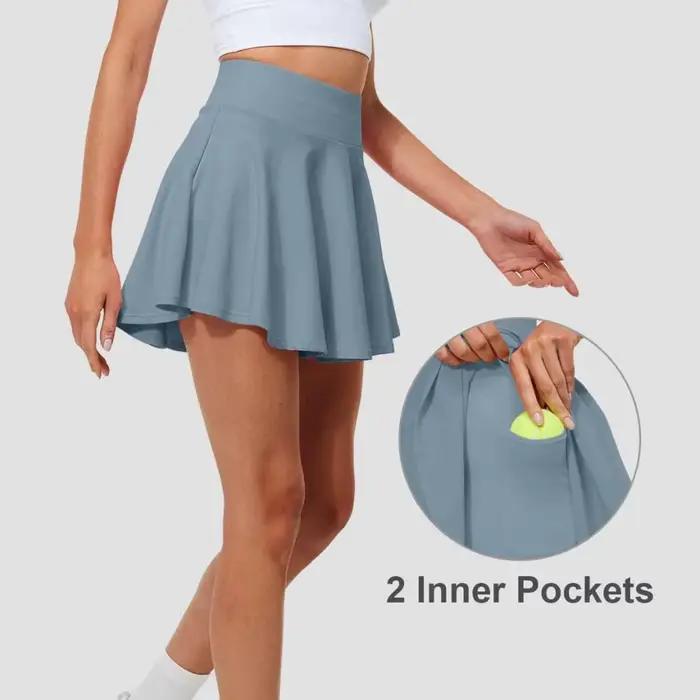 Jupes de tennis plissées avec short intégré, taille haute, effet ventre plat, style croisé avec poches, jupes-shorts de golf pour femme