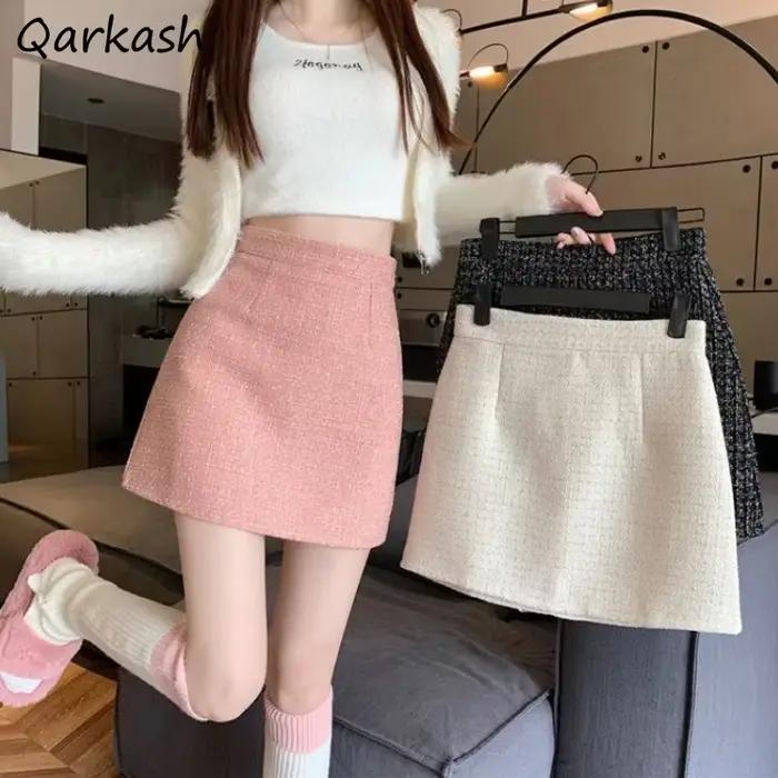 Mini jupes en laine taille haute pour femmes