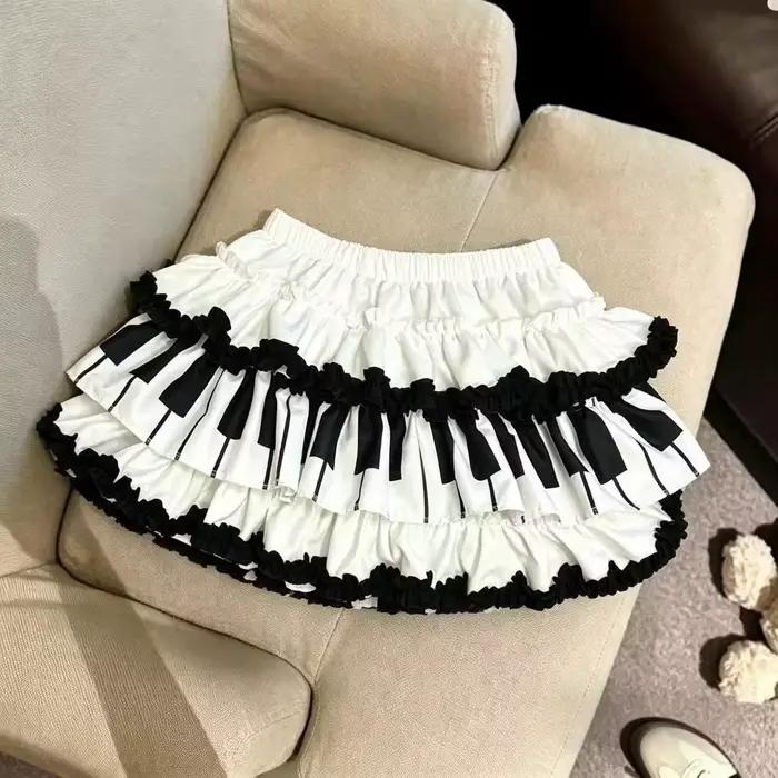 Mini-jupe Y2K imprimée noir et blanc pour femme