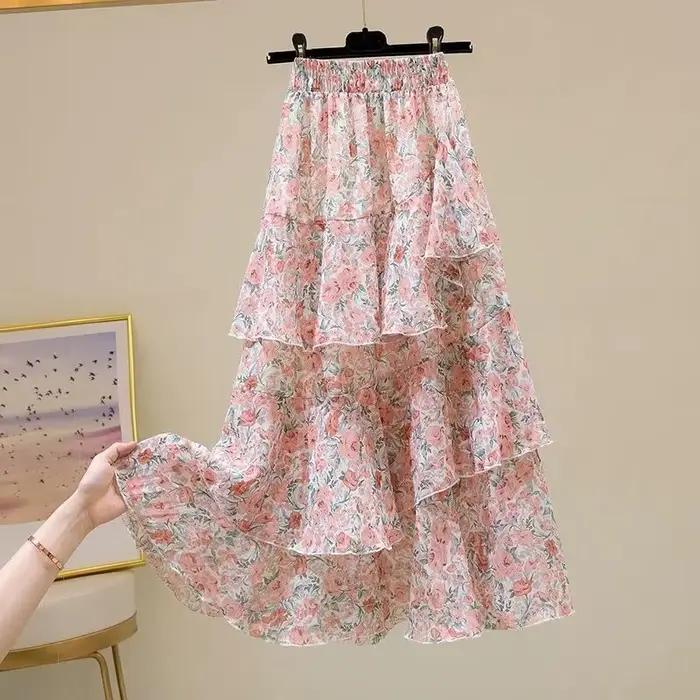 Été 2025 décontracté mode jupe ample élégant Floral irrégulière mince a-ligne simplicité tendance