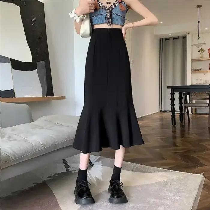 Jupe sirène à volants taille haute pour femmes
