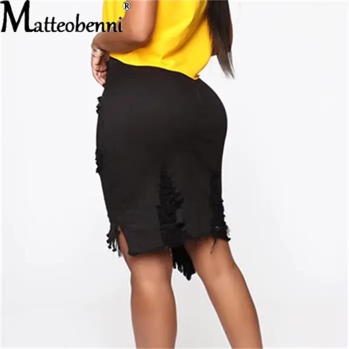 Nouvelle jupe en jean déchirée sexy pour femme
