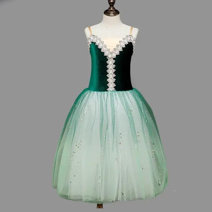 Jupe Tutu de Ballet en Velours Vert Dégradé pour Femme