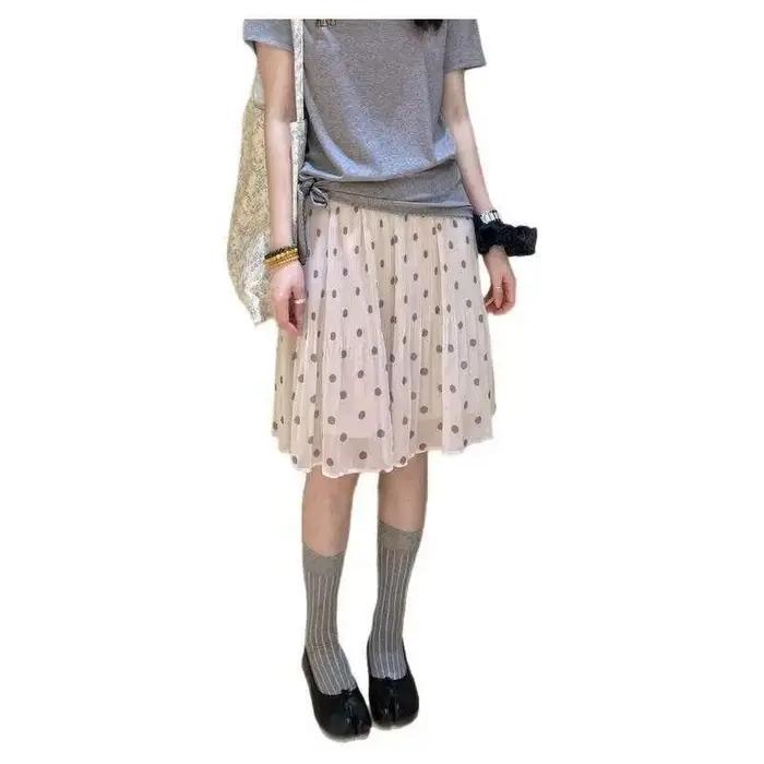 Jupe plissée à pois pour femme