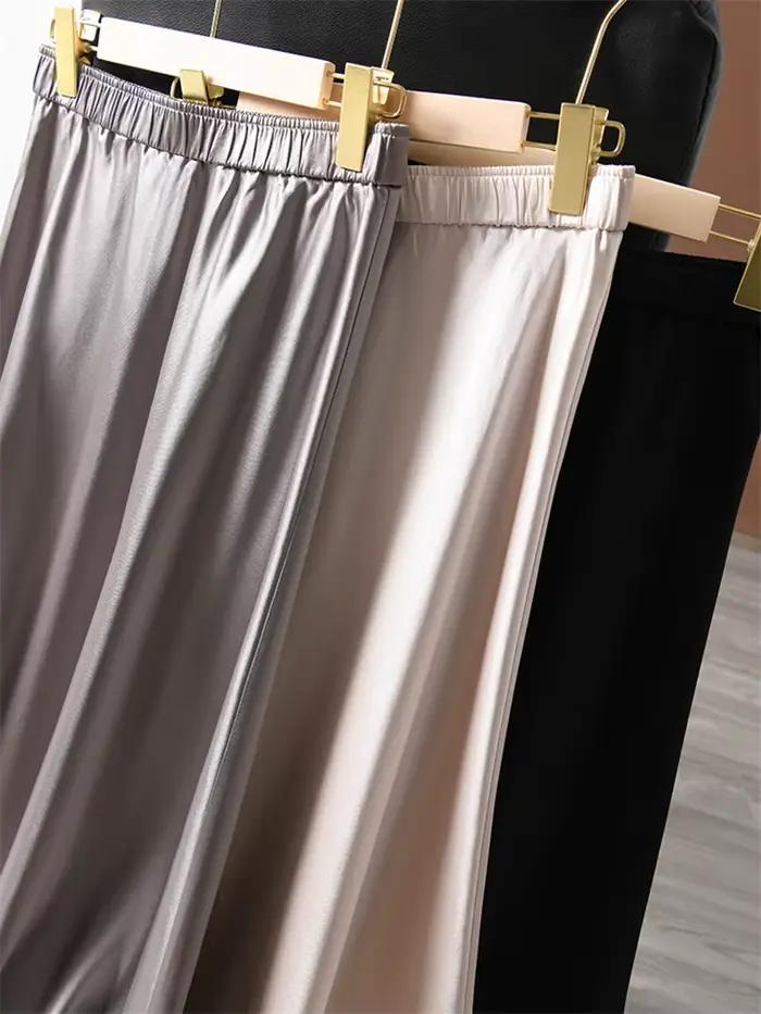 Jupes longues en satin uni pour femmes
