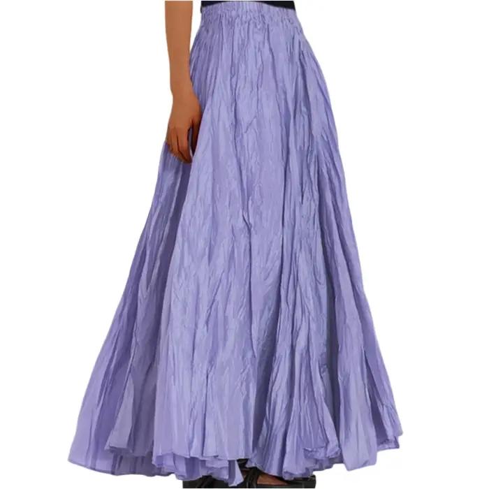 Nouveau printemps été jupes en mousseline de soie pour les femmes élégant Patchwork a-ligne jupe longue femme coréenne