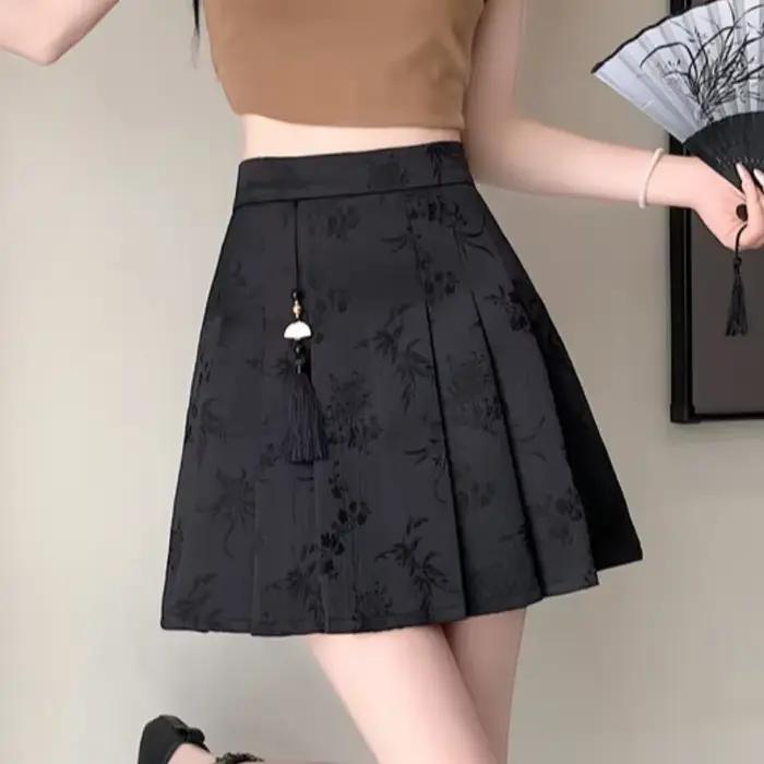 Jupe Jacquard de Style Chinois pour Femme