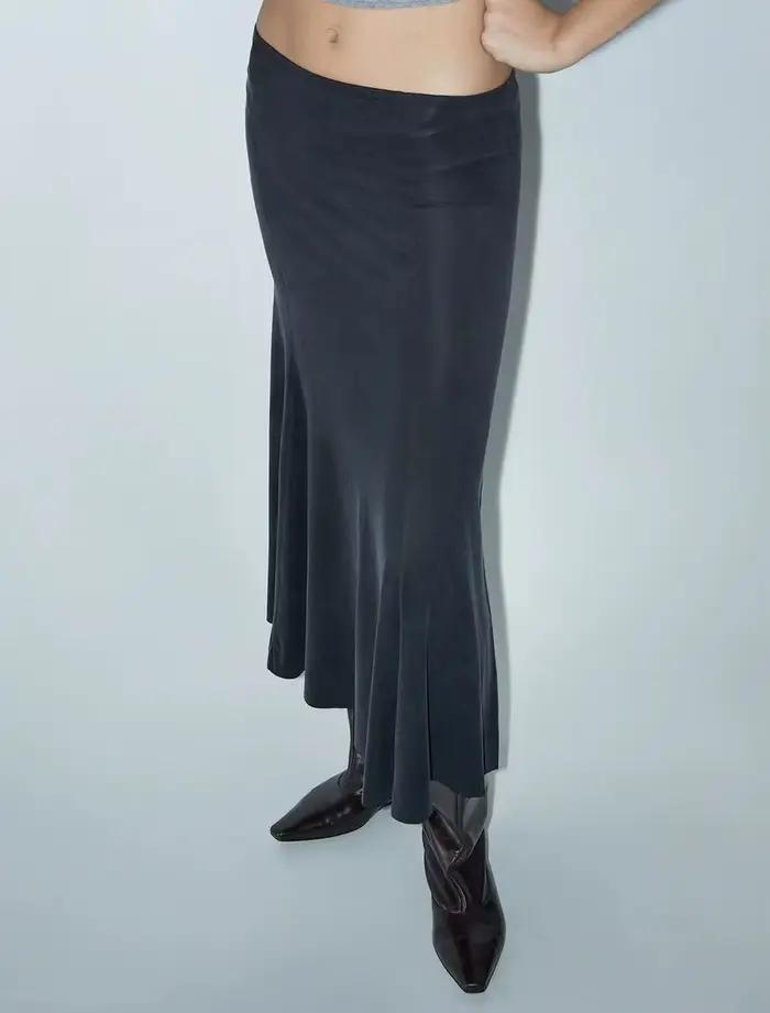 Pal25 nouvelle jupe mi-longue en tricot élastique pour femmes pour le printemps et l'automne