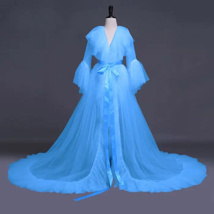 Femmes Robe de mariée dentelle Lingerie mode Sexy Tulle Robe longue Lingerie chemise de nuit peignoir vêtements de nuit pour femme expédition rapide