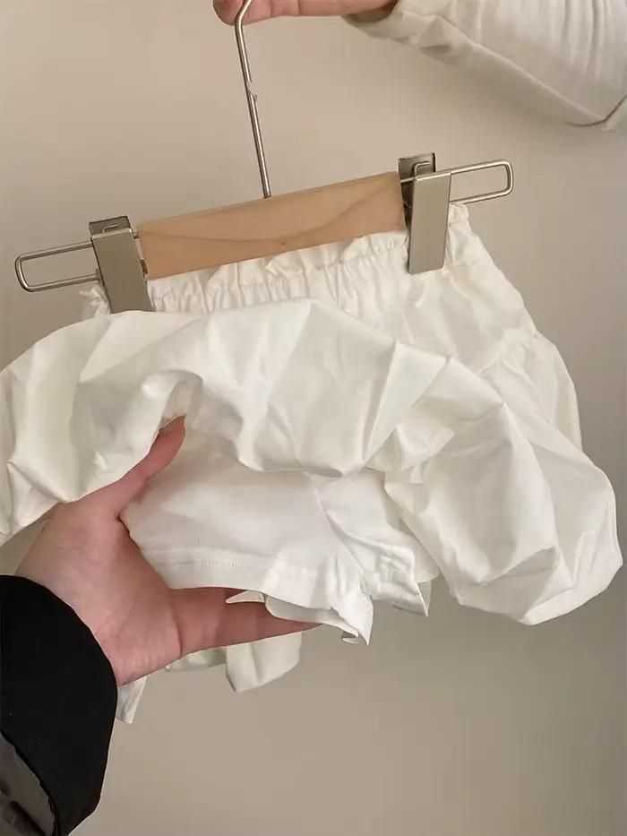 Jupe à bourgeon de fleur blanche pour filles