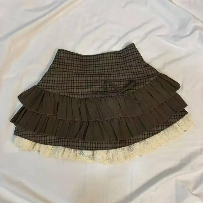 Jupes à carreaux marron pour femmes