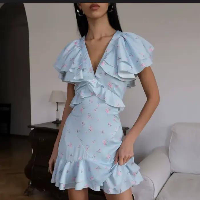 Robe Courte Chic à Imprimé Floral Français