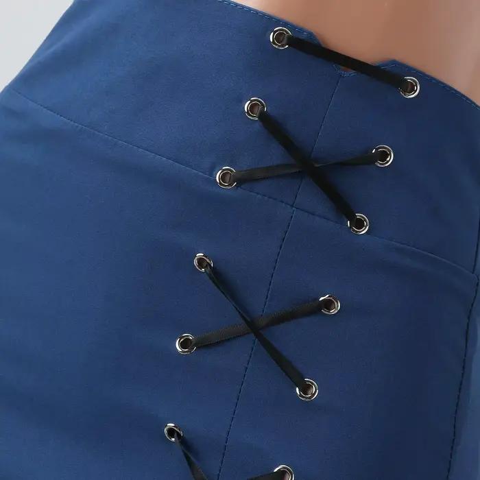 Vintage gothique longues jupes de fête femmes à lacets bord à volants Punk queue de poisson jupe nouvelle taille haute