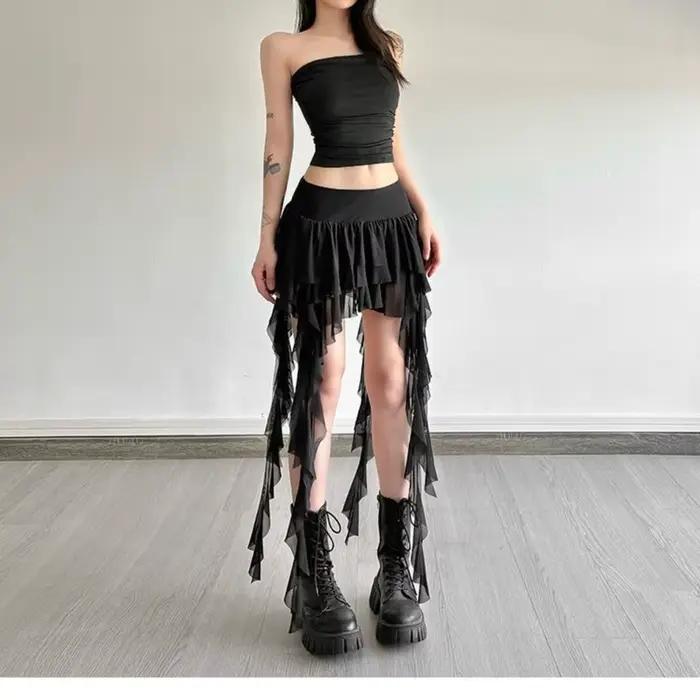 Jupe-short asymétrique bohème taille haute pour femme