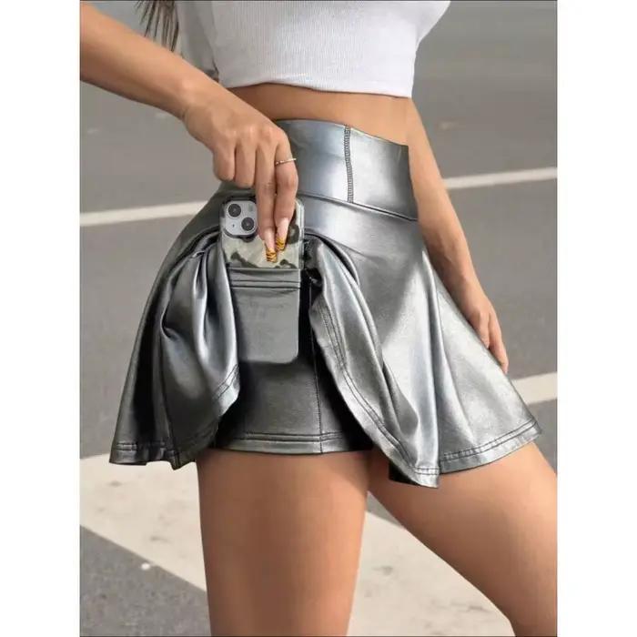 Mini-jupe taille haute évasée pour femme