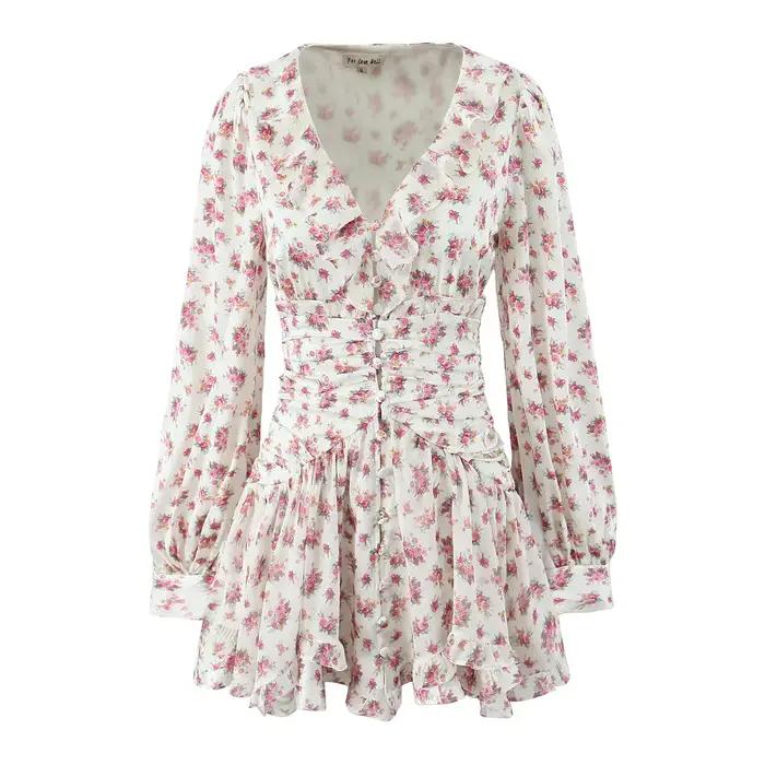 Jupe à volants florale française pour femme