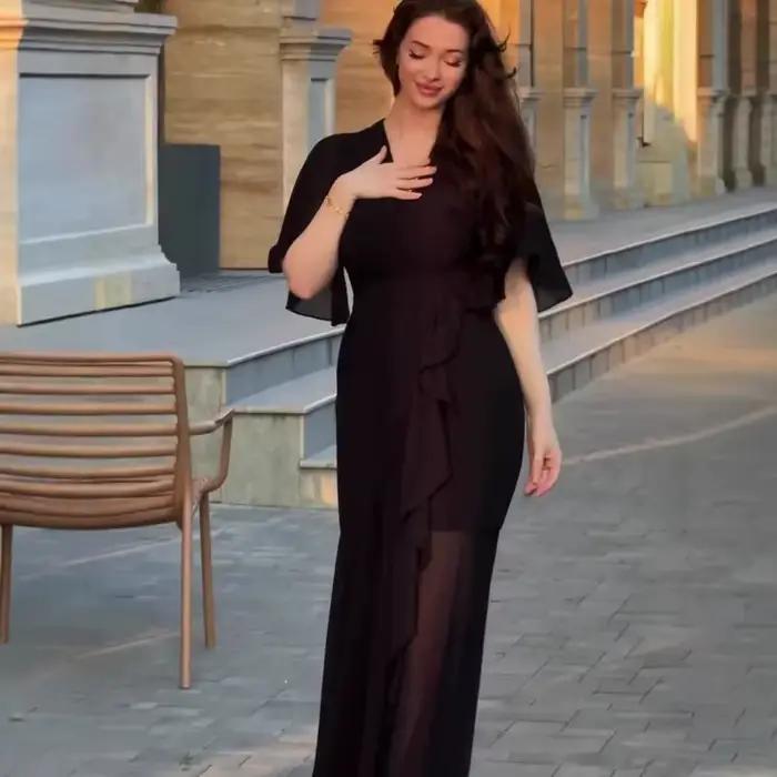 Robe longue unie pour femme