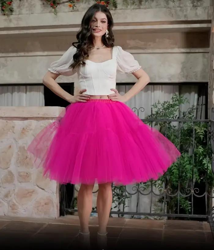 Jupes Tutu en Tulle Fuchsia 6 couches