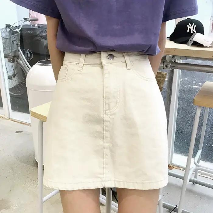 Femmes jupe en jean été taille haute décontractée a-ligne Mini jupes Streetwear Faldas Mujer mode coréenne