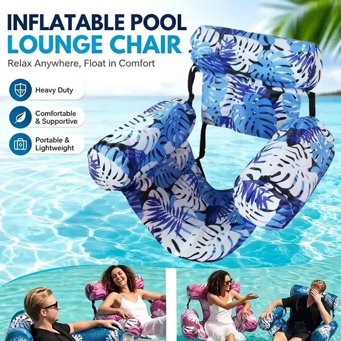 Chaise longue gonflable pour piscine, plage, loisirs, lits flottants d'été, transat flottant avec accoudoirs et dossier