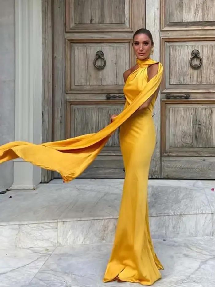 Robe longue dos nu à lacets pour femmes