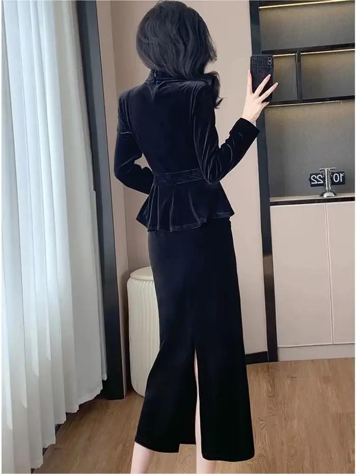 Ensemble jupe et haut en velours pour femme