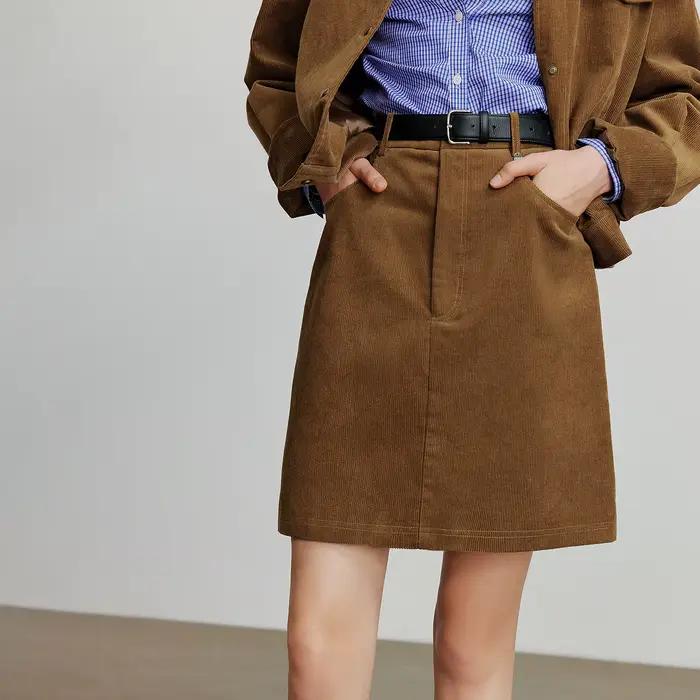 TOYOUTH femmes jupe Midi 2025 automne nouveau rétro velours côtelé taille élastique pur coton une ligne Mini