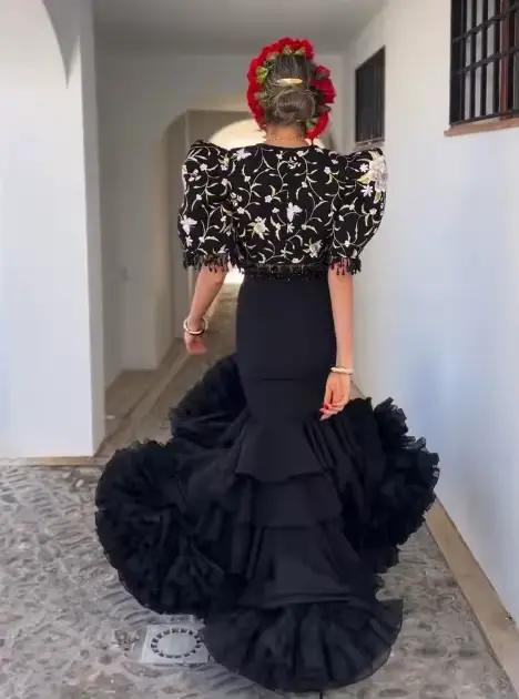 Jupe de flamenco noire pour femme