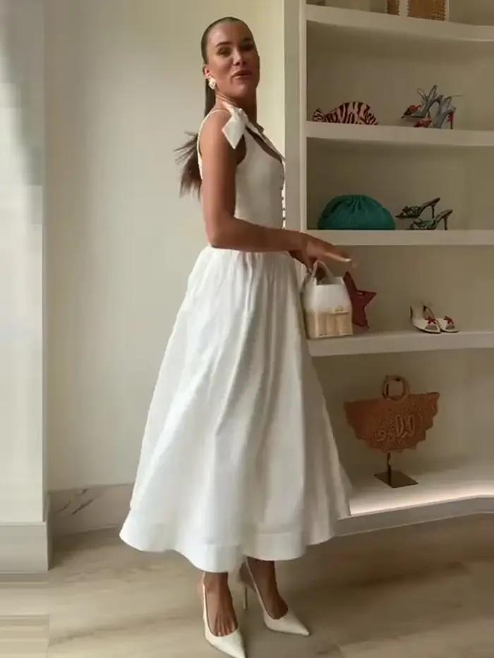 Robe longue à nœud élégant pour femmes