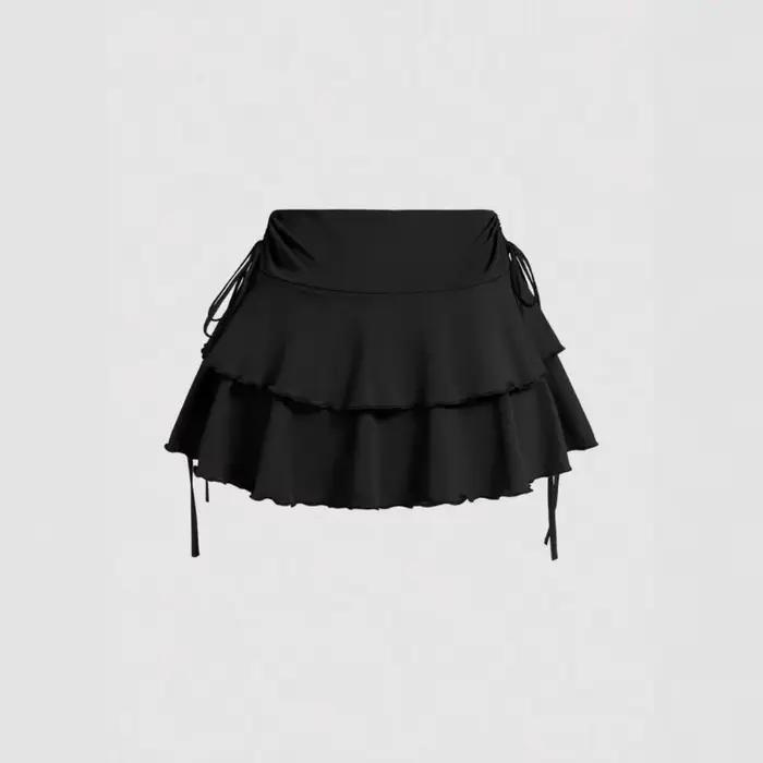1 pièces femmes élégantes couches à volants Mini jupe-été taille haute en mousseline de soie jupe décontracté