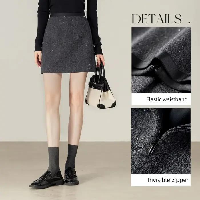 Jupe Courte Femme SENTUBILA en Mélange de Laine Hiver 2026 Nouvelle Collection Coupe Évasée Ample Douce Épaisse Chaude