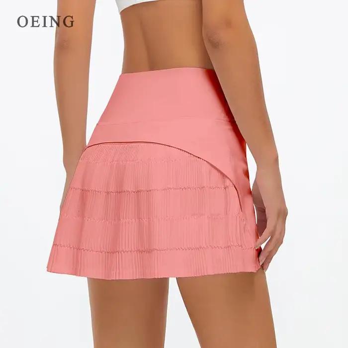 Jupe de sport plissée taille haute avec poches pour femme