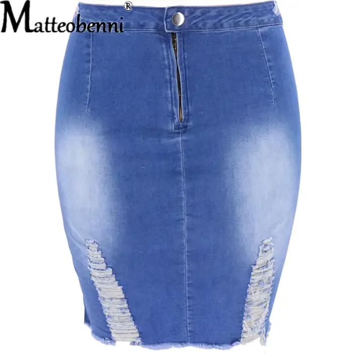 Nouvelle jupe en jean déchirée sexy pour femme