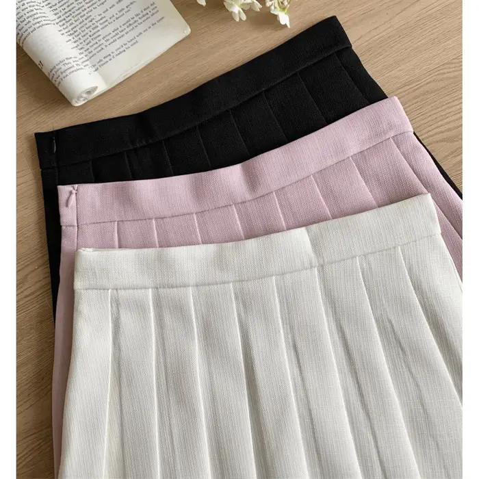 Ensembles de jupes pour femmes 2026 Nouveauté été Gilet sans manches et jupe plissée taille haute 2 pièces Tenue élégante jupe midi pour femme